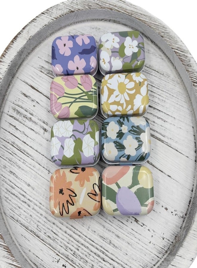 CCUUHJ 8Pcs Mini Flower Tin Trinket Jewelry Organizer Storage Box Decorative Boxes Small Metal Tins with Hinged Lids Portable Box Containers,Easter Basket Stuffers (Flower 03) - Image 3